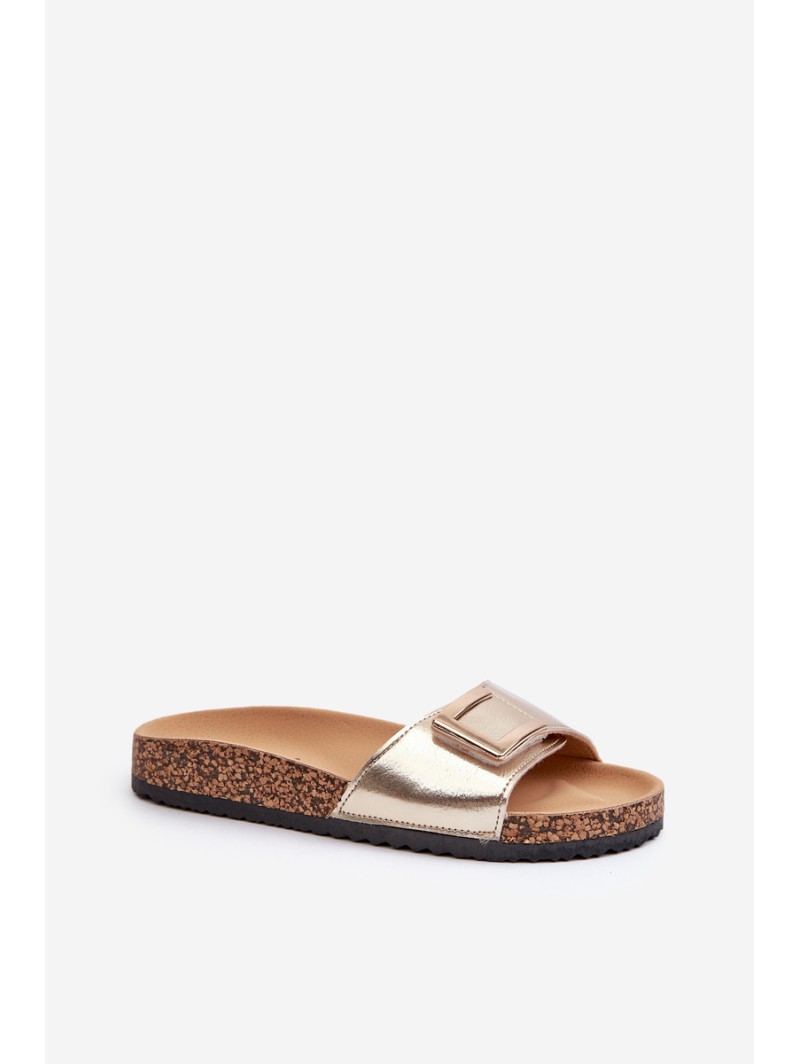 Women's Cork Platform Sandals with Gold Decoration Elleriome