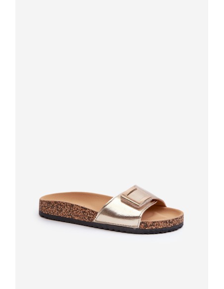 Women's Cork Platform Sandals with Gold Decoration Elleriome
