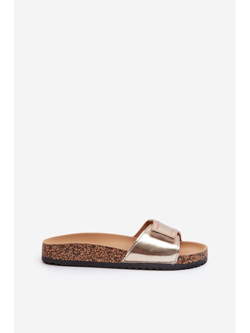Women's Cork Platform Sandals with Gold Decoration Elleriome