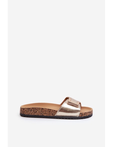 Women's Cork Platform Sandals with Gold Decoration Elleriome