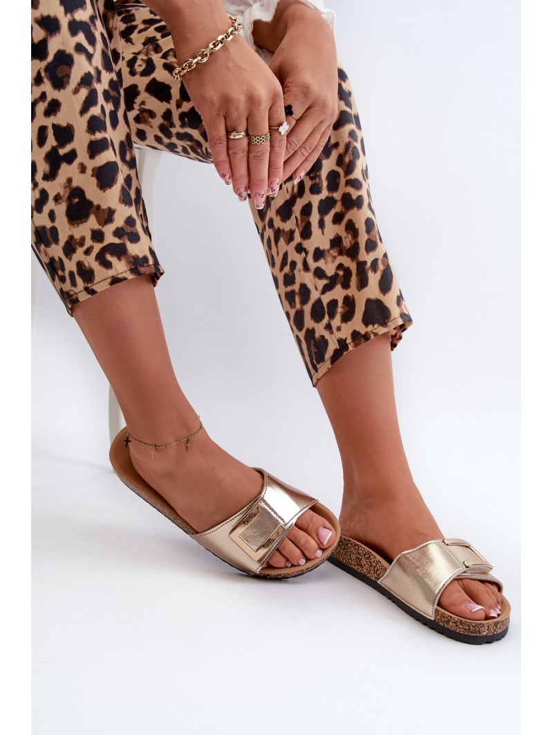 Women's Cork Platform Sandals with Gold Decoration Elleriome