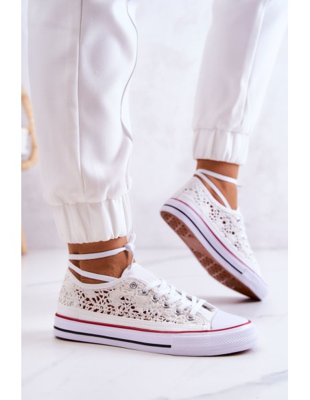 Women's fabric sneakers with openwork White Venture