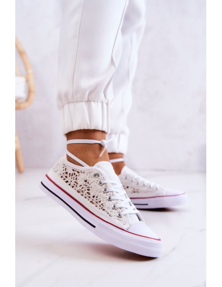 Women's fabric sneakers with openwork White Venture
