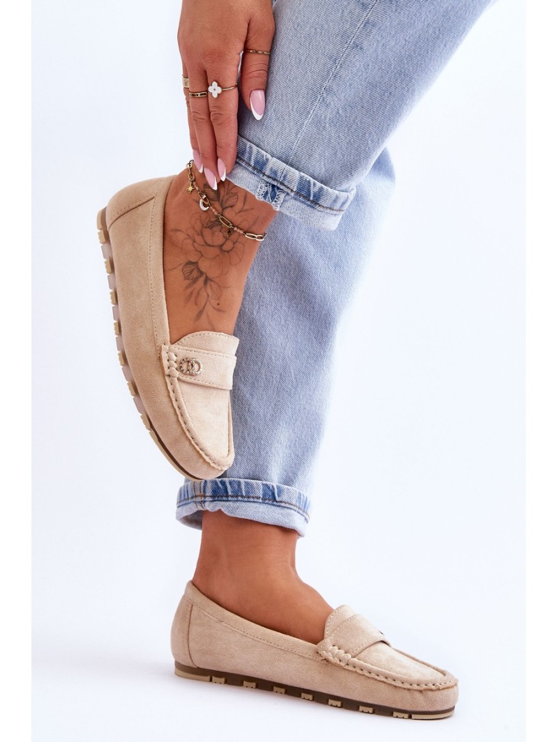 Suede Slip-On Loafers Beige Castelo