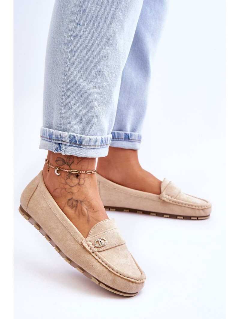 Suede Slip-On Loafers Beige Castelo