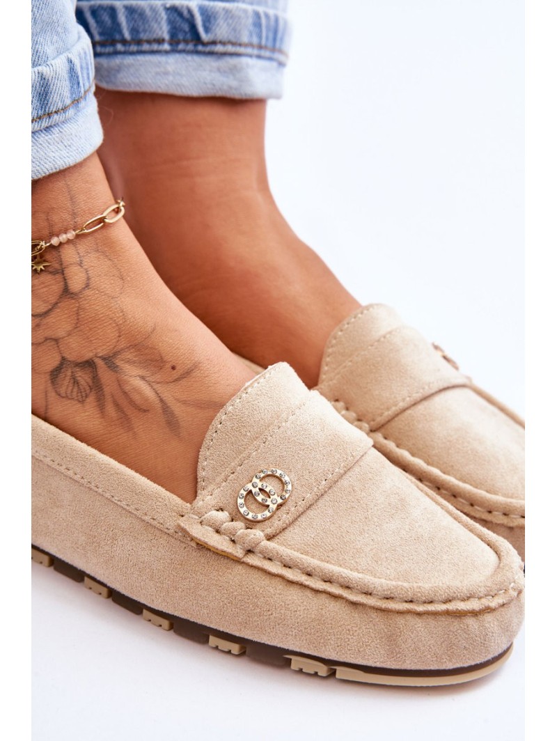 Suede Slip-On Loafers Beige Castelo