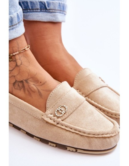 Suede Slip-On Loafers Beige Castelo