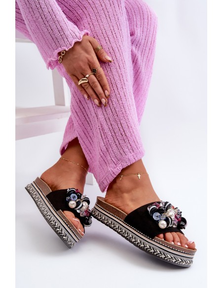 Women's Platform Sandals with Decorations S.Barski HY077 Black