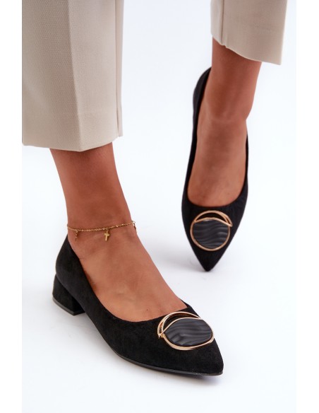 Low-Heeled Court Shoes Made of Eco Suede S.Barski KV27-037 Black
