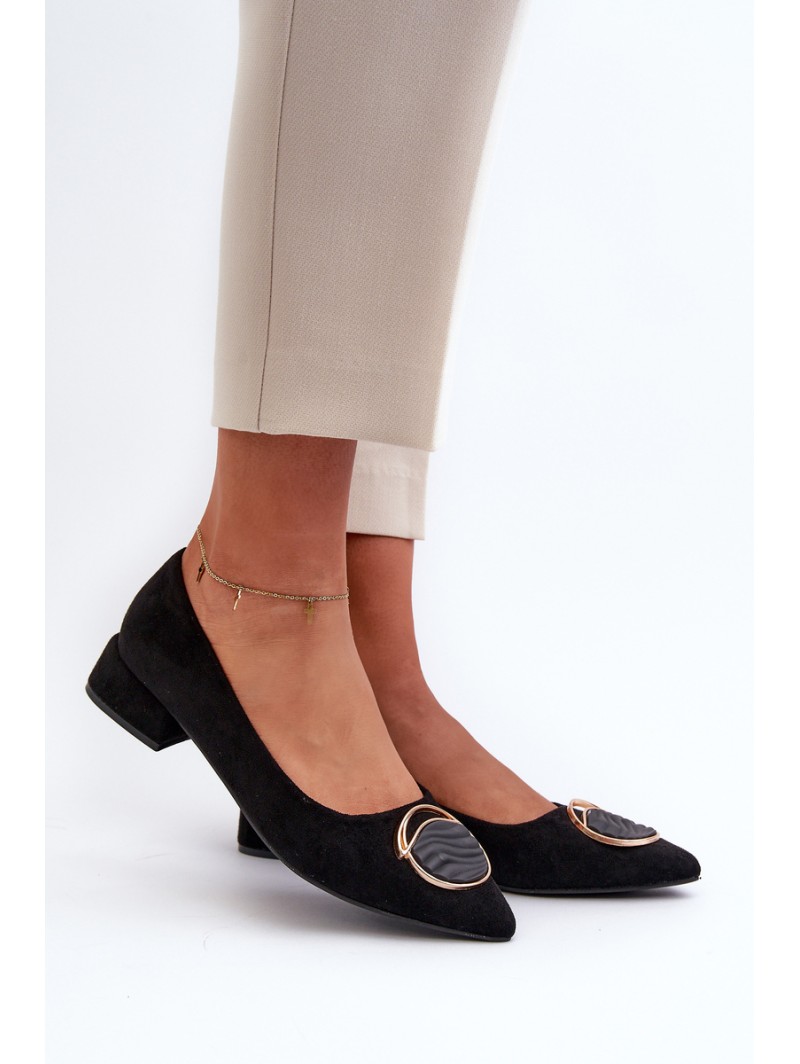 Low-Heeled Court Shoes Made of Eco Suede S.Barski KV27-037 Black