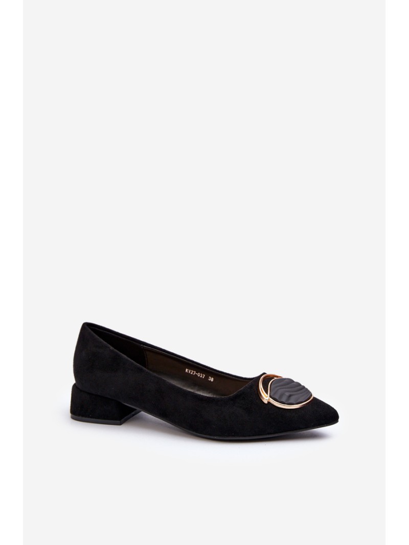 Low-Heeled Court Shoes Made of Eco Suede S.Barski KV27-037 Black