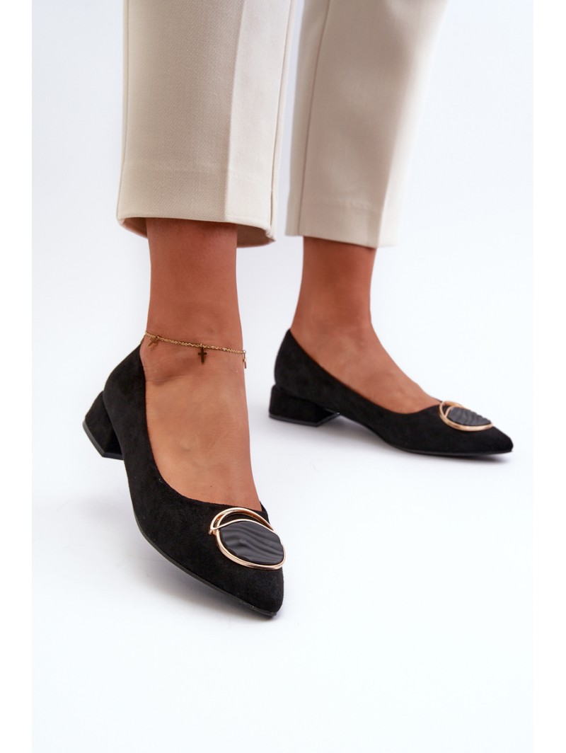 Low-Heeled Court Shoes Made of Eco Suede S.Barski KV27-037 Black