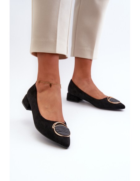 Low-Heeled Court Shoes Made of Eco Suede S.Barski KV27-037 Black