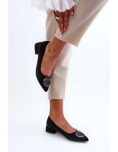 Low-Heeled Court Shoes Made of Eco Suede S.Barski KV27-037 Black