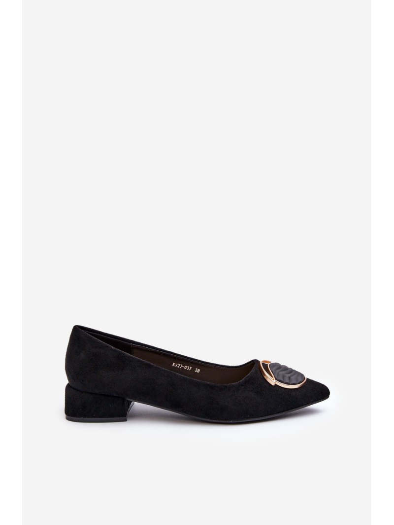 Low-Heeled Court Shoes Made of Eco Suede S.Barski KV27-037 Black