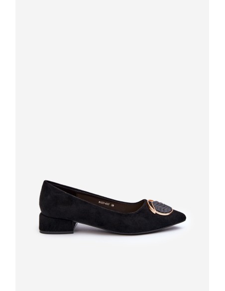 Low-Heeled Court Shoes Made of Eco Suede S.Barski KV27-037 Black