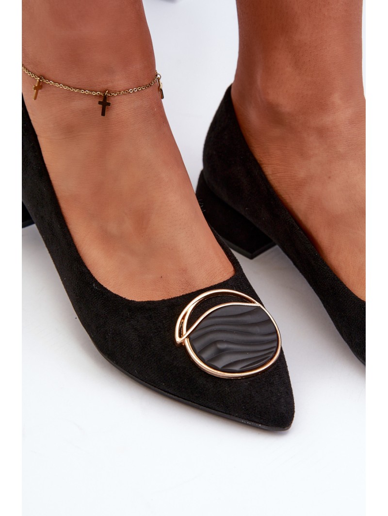Low-Heeled Court Shoes Made of Eco Suede S.Barski KV27-037 Black
