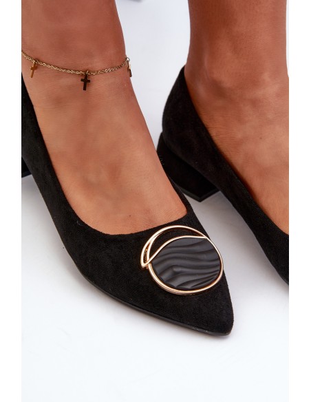 Low-Heeled Court Shoes Made of Eco Suede S.Barski KV27-037 Black