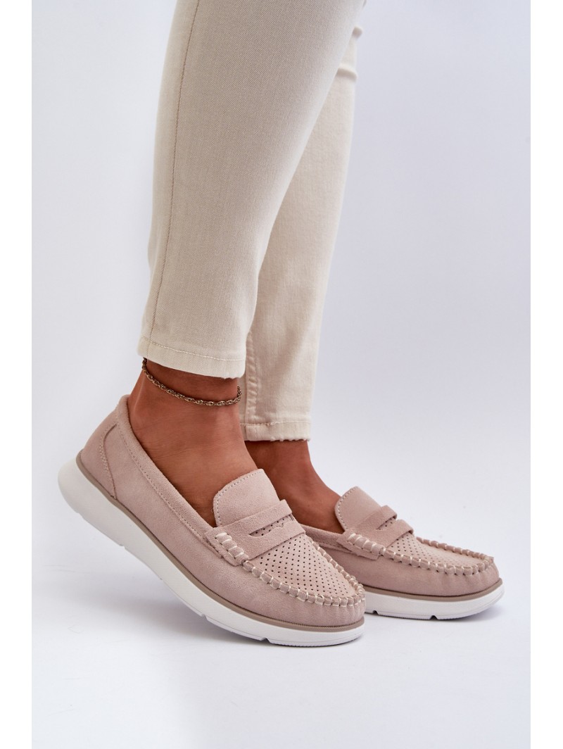 Suede Platform Moccasins Sergio Leone SP012 Beige