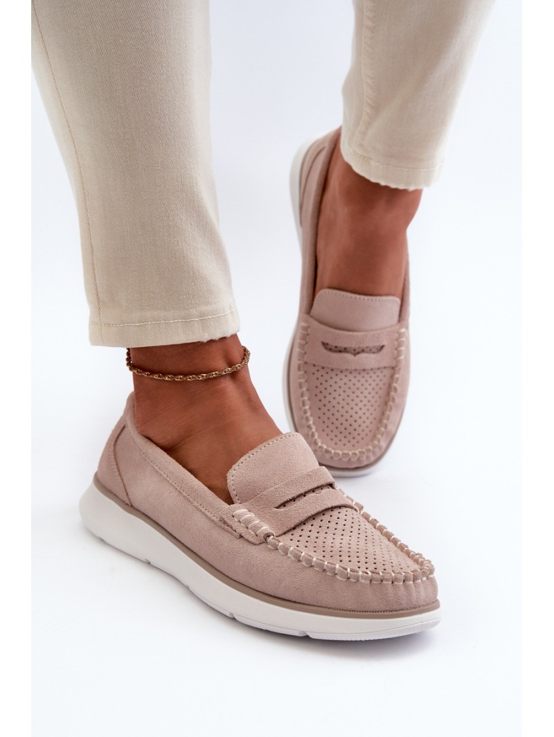 Suede Platform Moccasins Sergio Leone SP012 Beige
