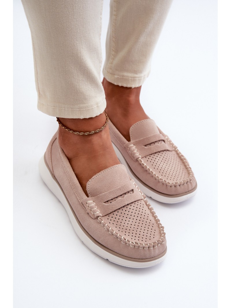 Suede Platform Moccasins Sergio Leone SP012 Beige