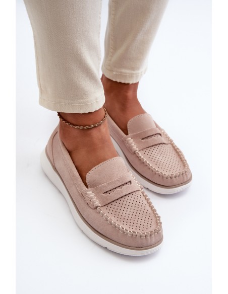 Suede Platform Moccasins Sergio Leone SP012 Beige