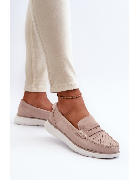 Suede Platform Moccasins Sergio Leone SP012 Beige