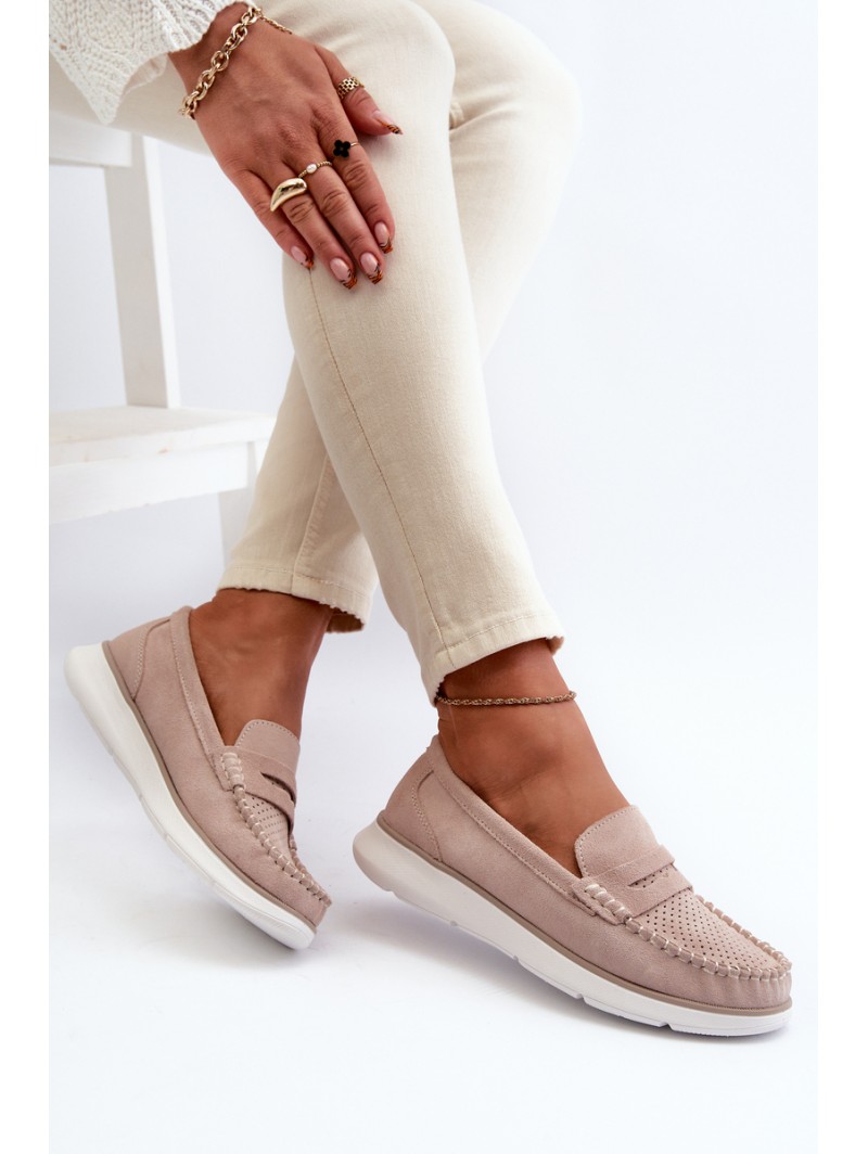 Suede Platform Moccasins Sergio Leone SP012 Beige