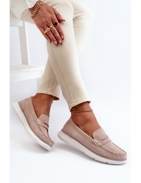 Suede Platform Moccasins Sergio Leone SP012 Beige