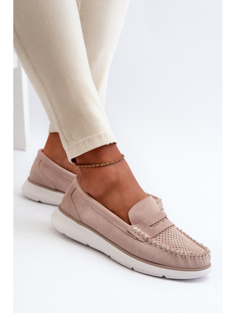 Suede Platform Moccasins Sergio Leone SP012 Beige