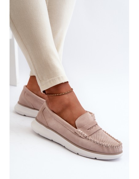 Suede Platform Moccasins Sergio Leone SP012 Beige