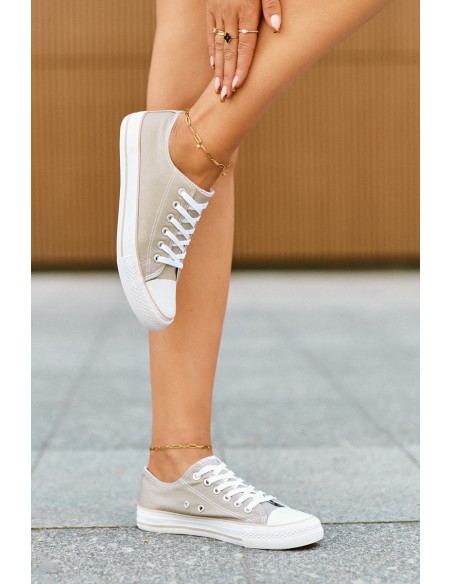 Women's Fabric Classic Low-Top Sneakers Dark Beige Lennabella
