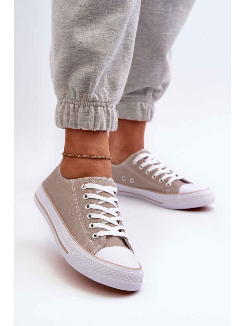 Women's Fabric Classic Low-Top Sneakers Dark Beige Lennabella