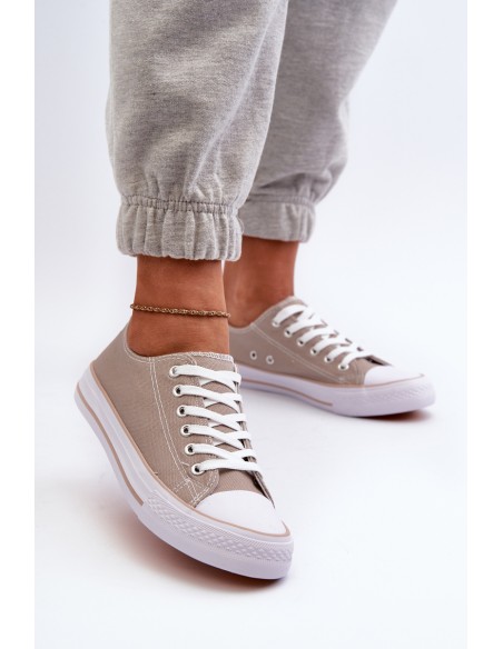 Women's Fabric Classic Low-Top Sneakers Dark Beige Lennabella