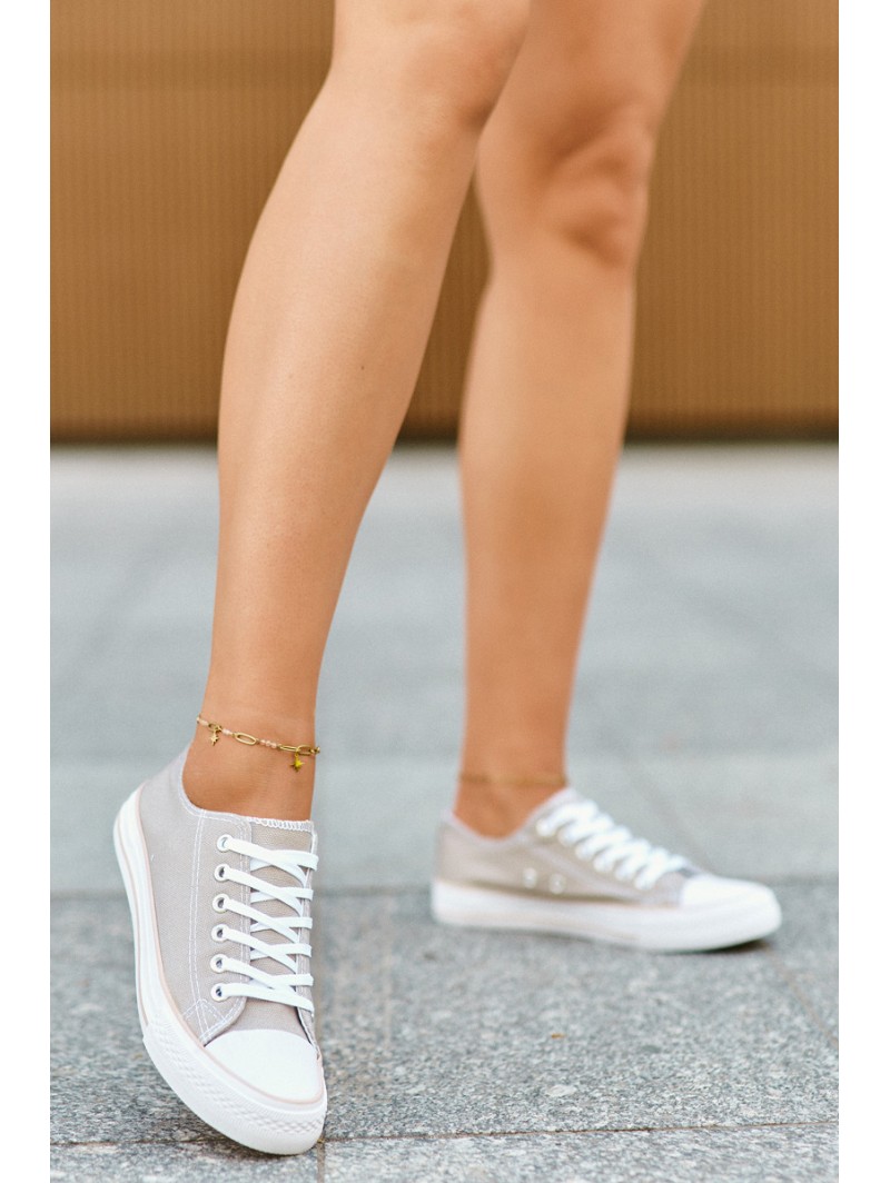 Women's Fabric Classic Low-Top Sneakers Dark Beige Lennabella