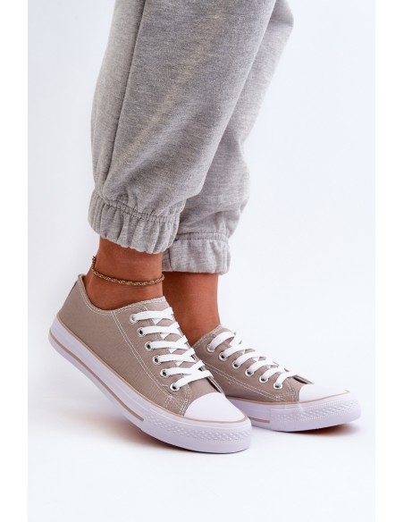 Women's Fabric Classic Low-Top Sneakers Dark Beige Lennabella