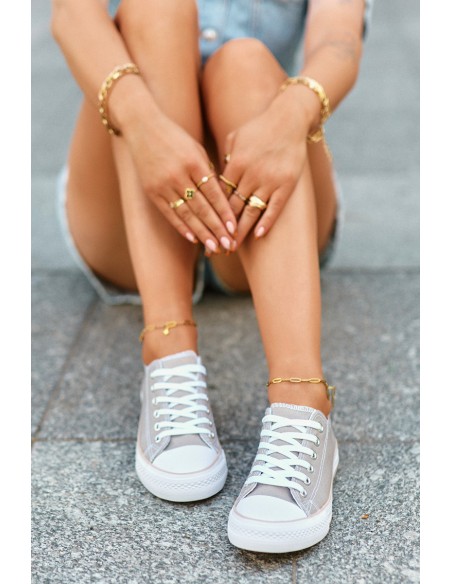 Women's Fabric Classic Low-Top Sneakers Dark Beige Lennabella