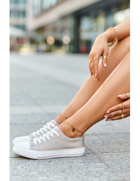 Women's Fabric Classic Low-Top Sneakers Dark Beige Lennabella