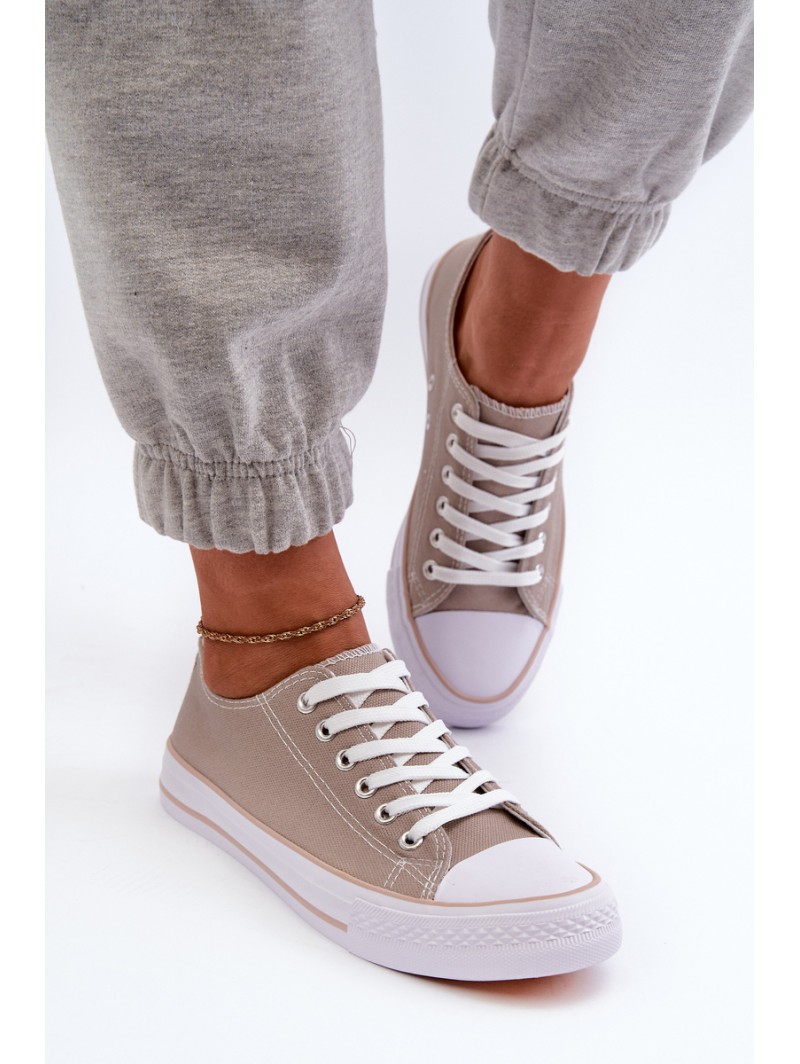 Women's Fabric Classic Low-Top Sneakers Dark Beige Lennabella