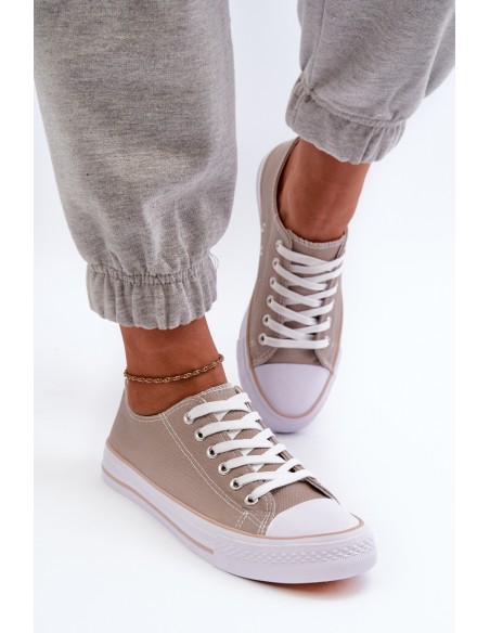 Women's Fabric Classic Low-Top Sneakers Dark Beige Lennabella