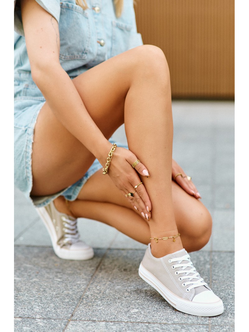 Women's Fabric Classic Low-Top Sneakers Dark Beige Lennabella