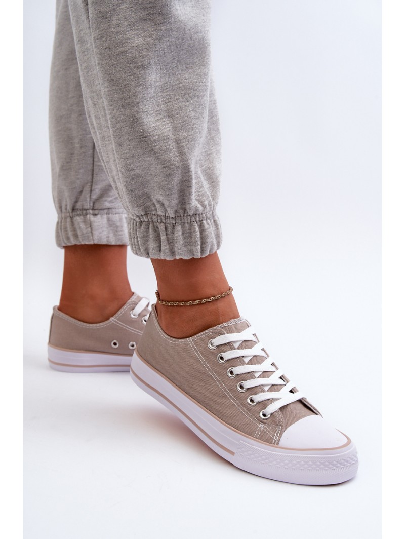 Women's Fabric Classic Low-Top Sneakers Dark Beige Lennabella