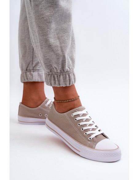 Women's Fabric Classic Low-Top Sneakers Dark Beige Lennabella