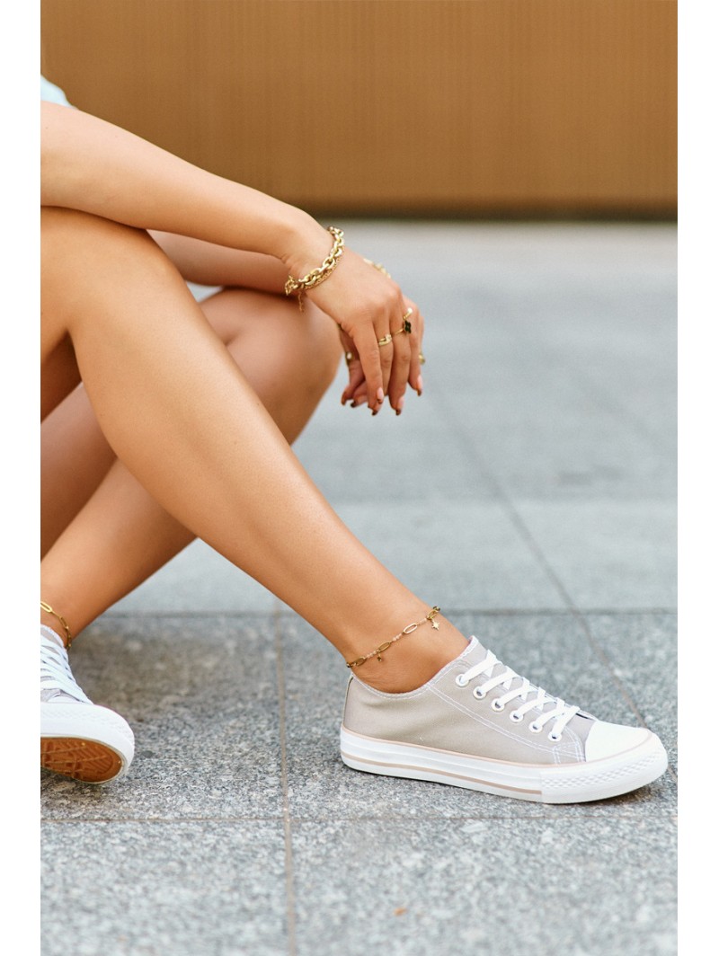 Women's Fabric Classic Low-Top Sneakers Dark Beige Lennabella