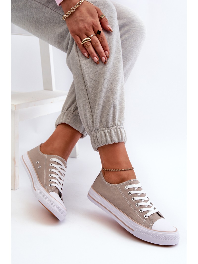 Women's Fabric Classic Low-Top Sneakers Dark Beige Lennabella