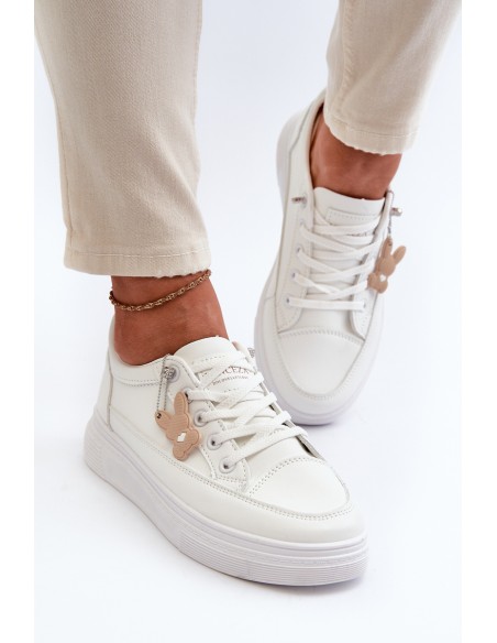 Sneakers Women's Sports Shoes On Platform With Decoration White VINCEZA 13613