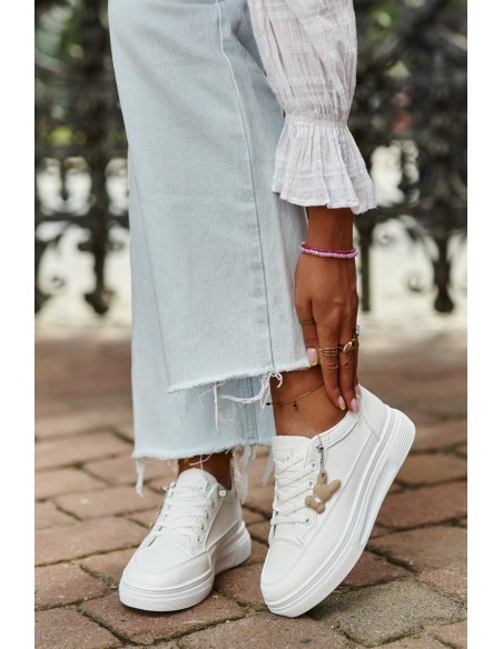 Sneakers Women's Sports Shoes On Platform With Decoration White VINCEZA 13613