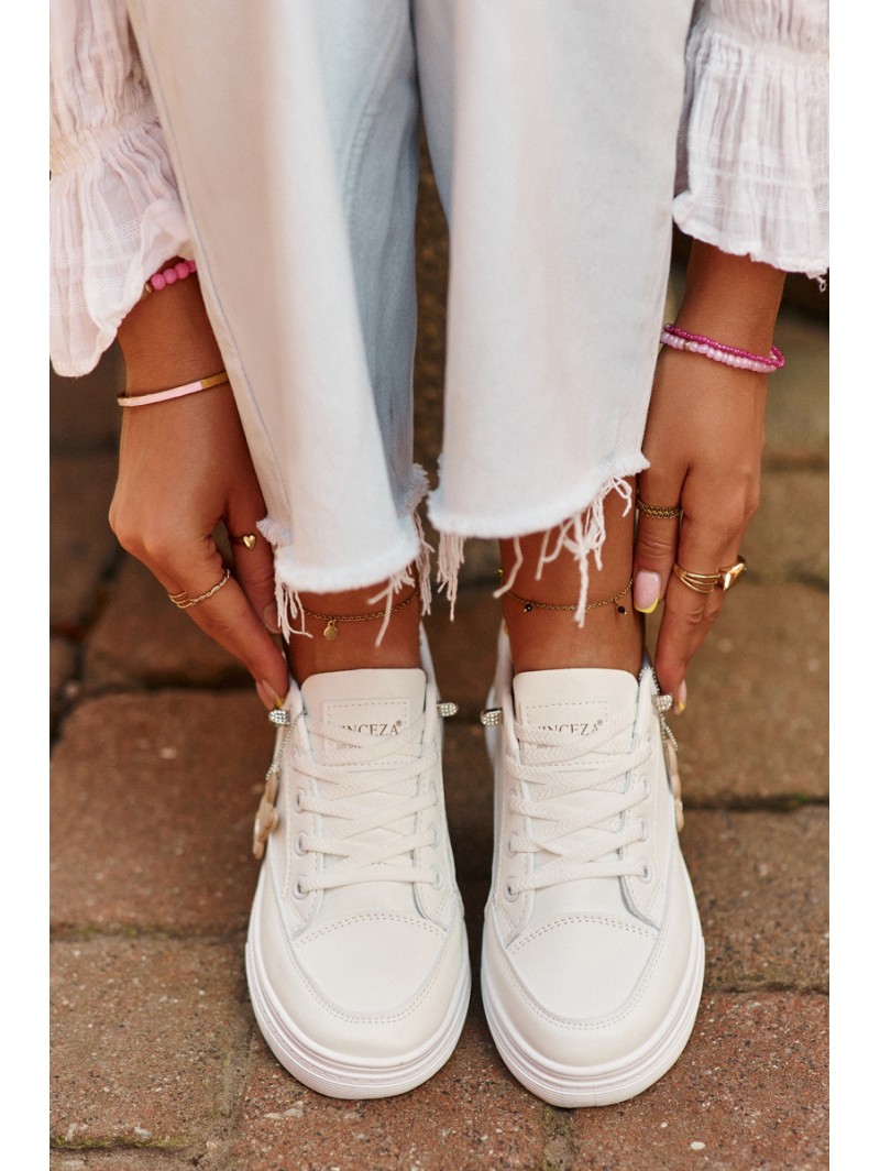 Sneakers Women's Sports Shoes On Platform With Decoration White VINCEZA 13613