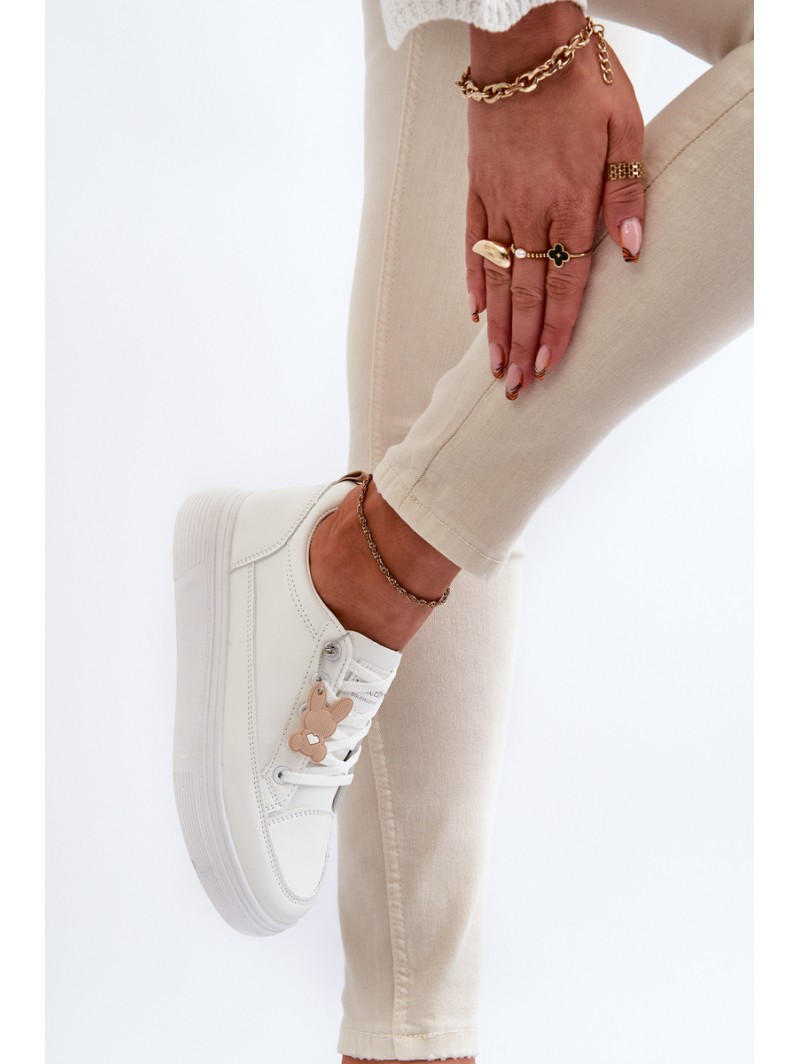 Sneakers Women's Sports Shoes On Platform With Decoration White VINCEZA 13613