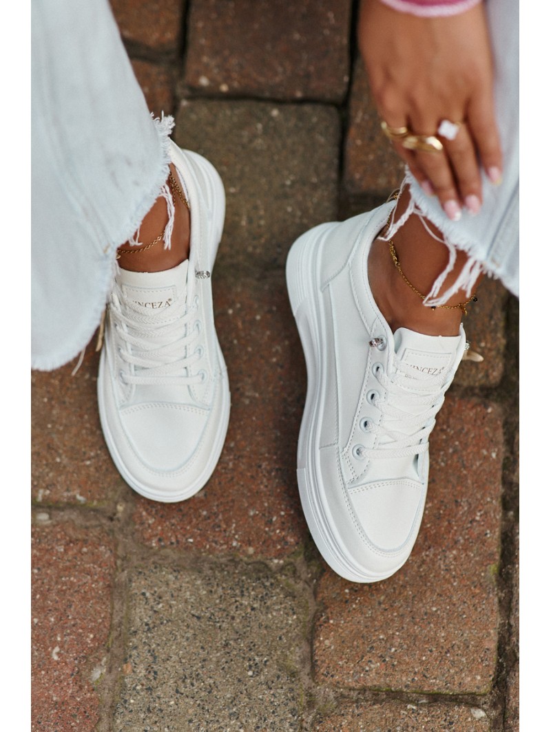 Sneakers Women's Sports Shoes On Platform With Decoration White VINCEZA 13613